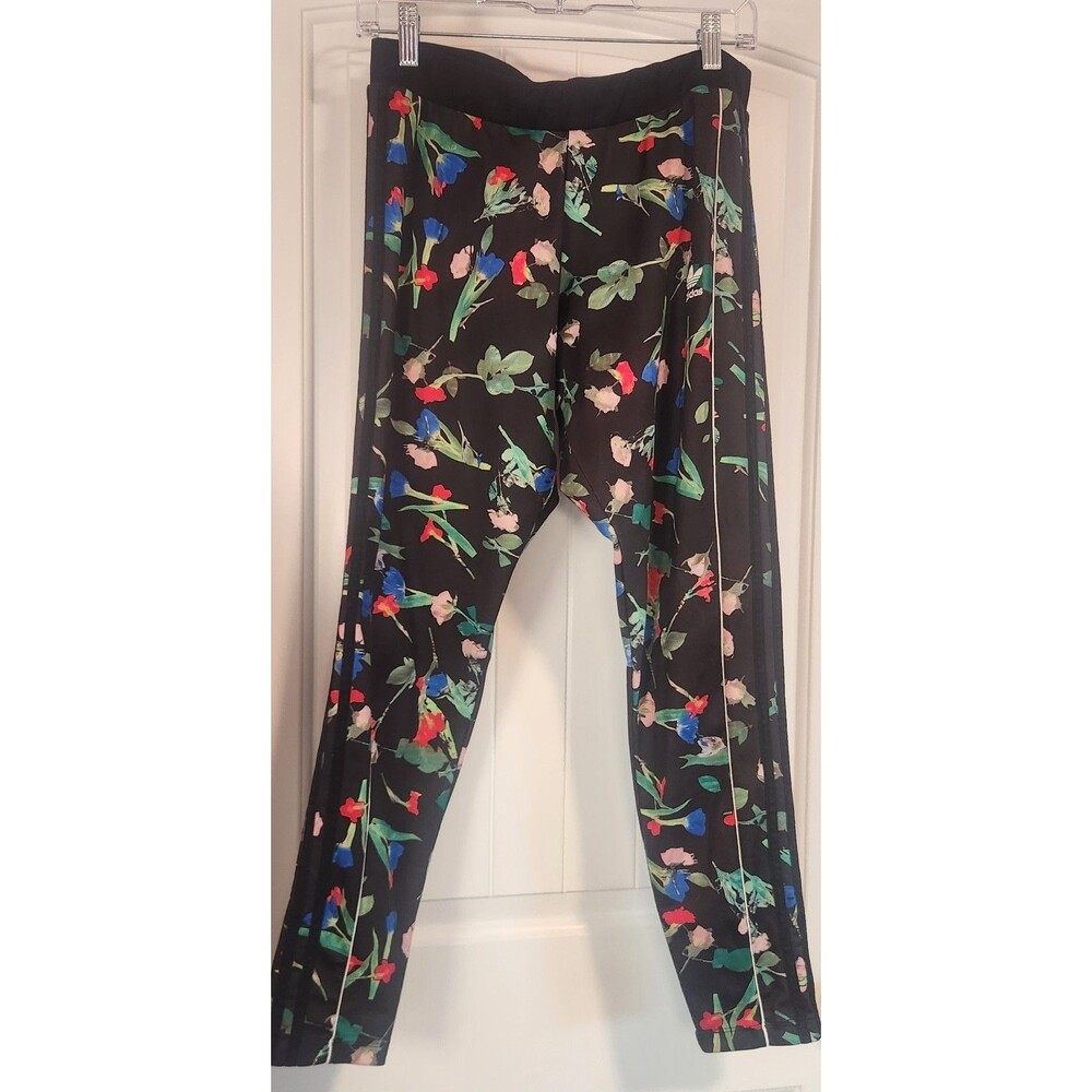 Adidas AOP All Over Print Black Floral Tights Women's Size Large EC5773